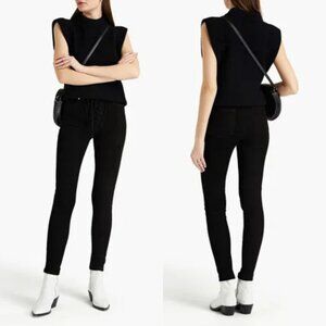 IRO Vaita Suede Leather Whipstitched Lace Up Skinny Pants Size FR S/36